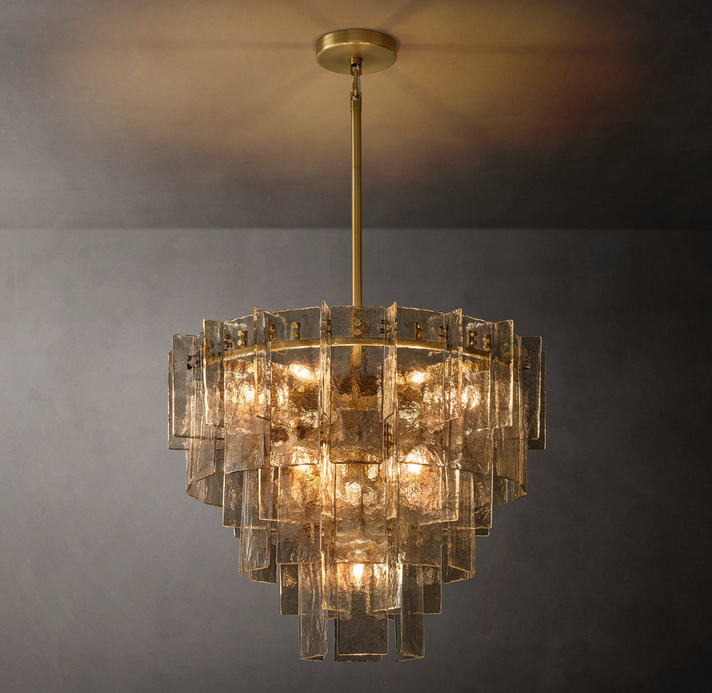 Signature Lattice Smoke Glass Tiered Round Chandelier – 36" — view 1