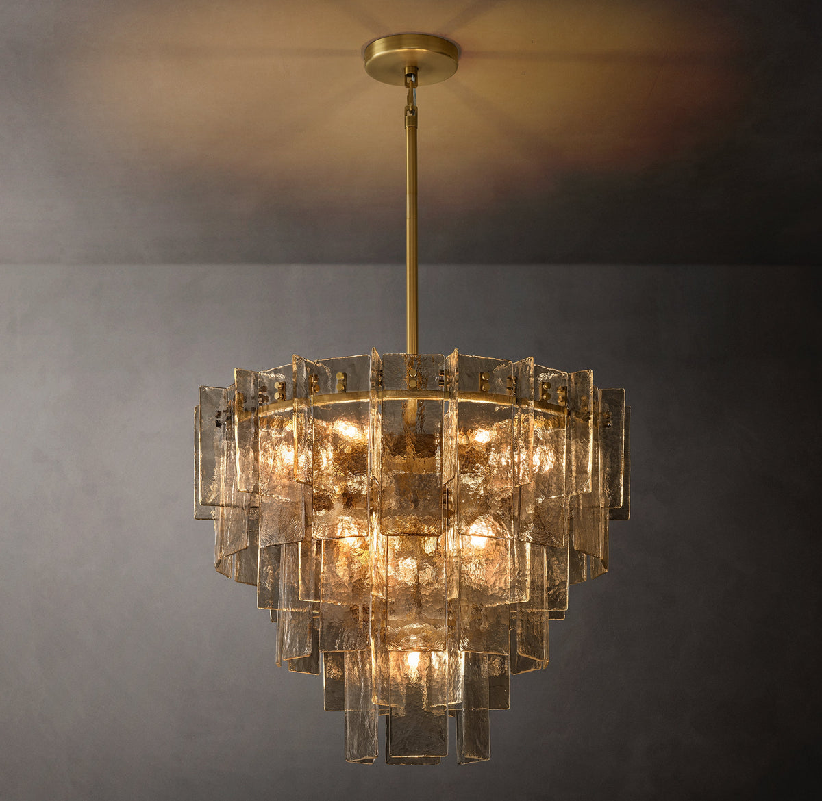 Signature Lattice Smoke Glass Tiered Round Chandelier – 36" — view 1