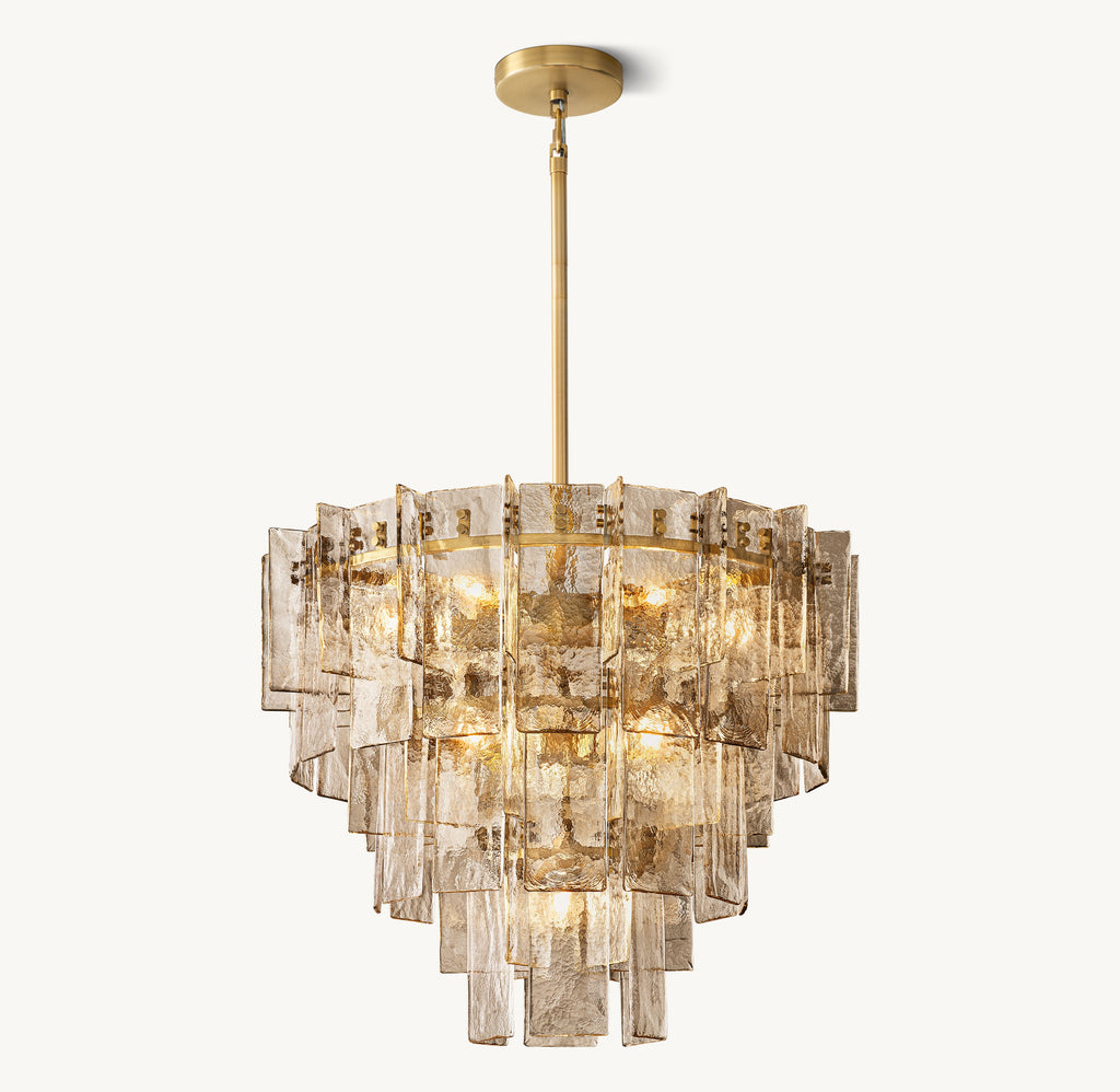 Signature Lattice Smoke Glass Tiered Round Chandelier – 36" — view 2