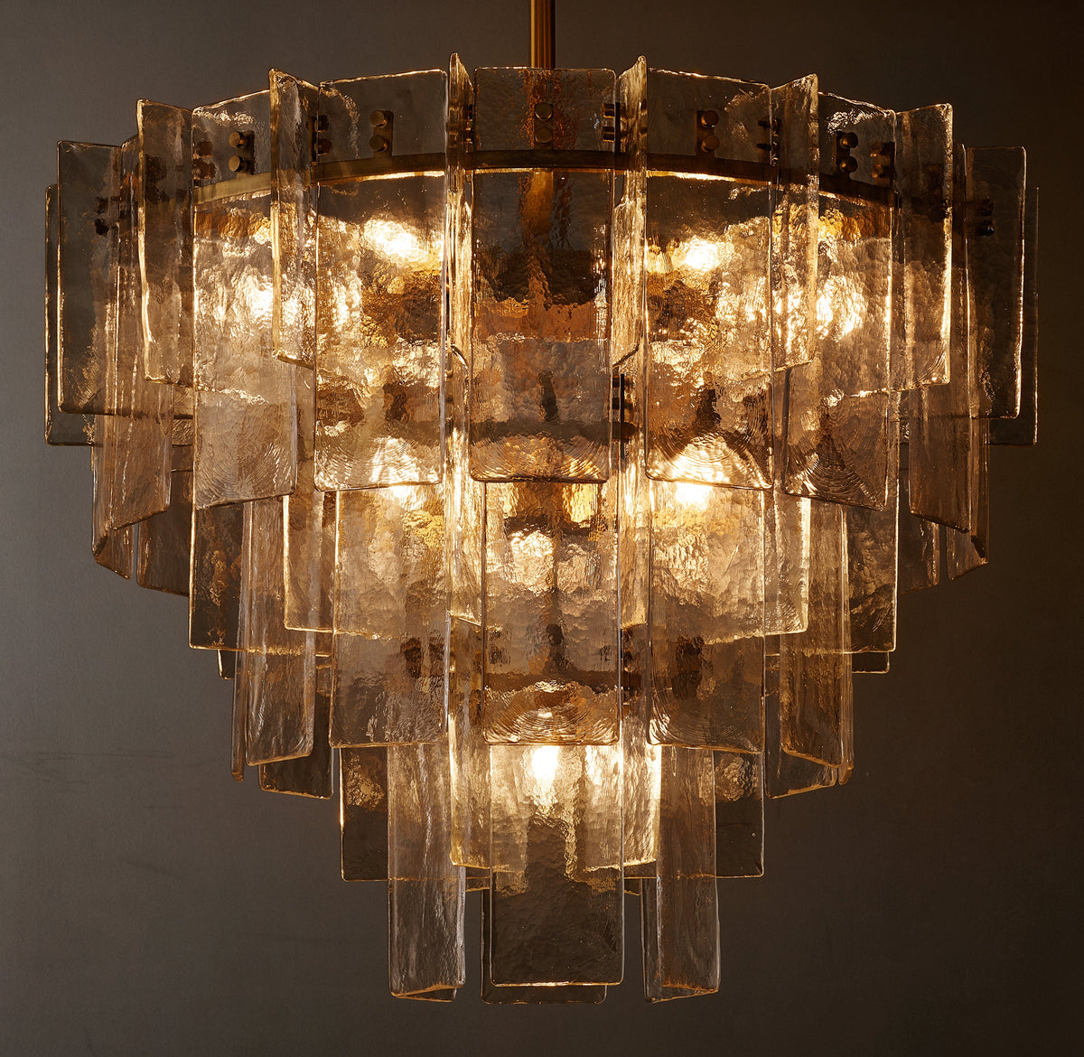 Signature Lattice Smoke Glass Tiered Round Chandelier – 36" — view 3