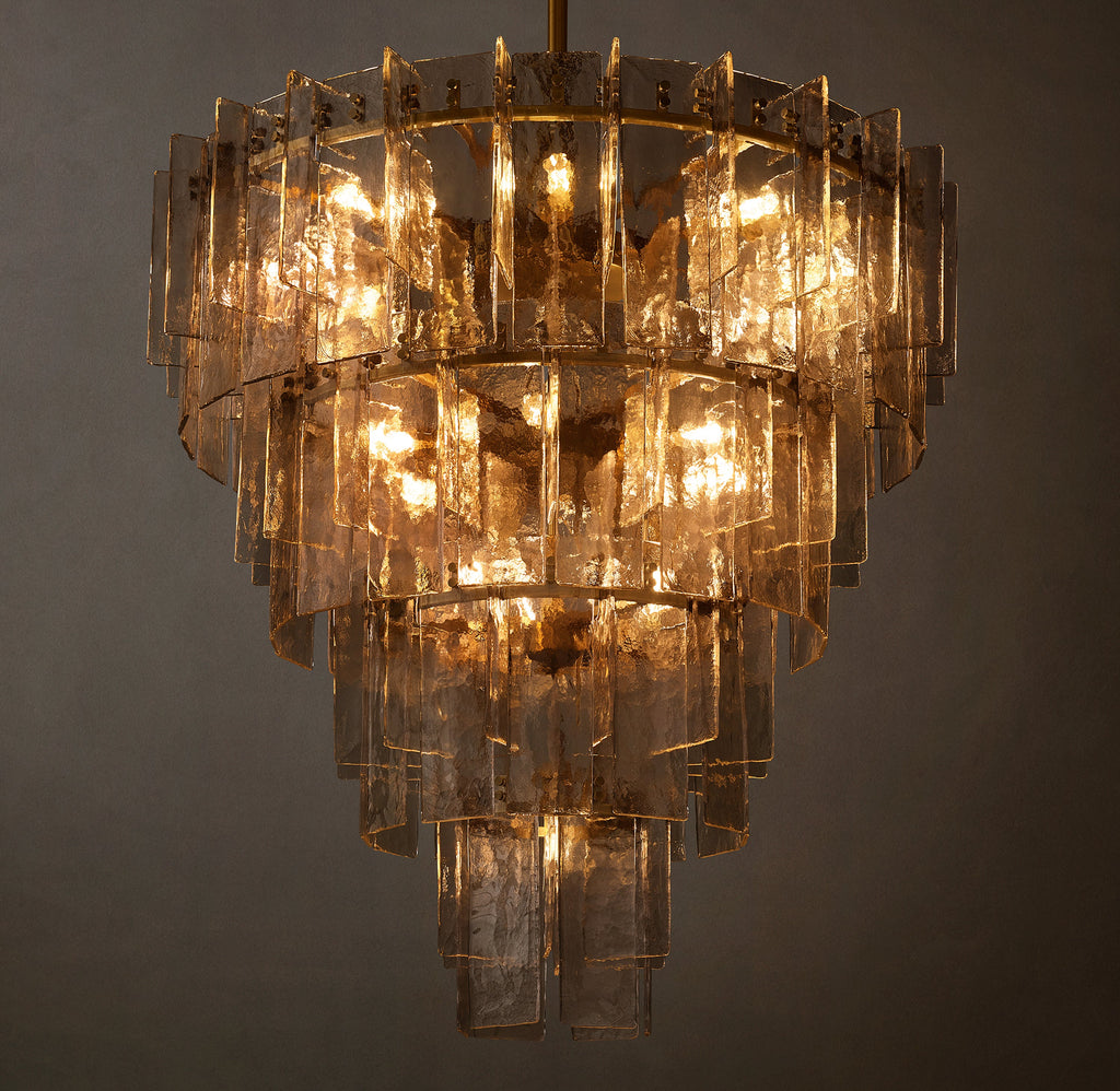 Signature Lattice Smoke Glass Tiered Round Chandelier – 47" — view 2