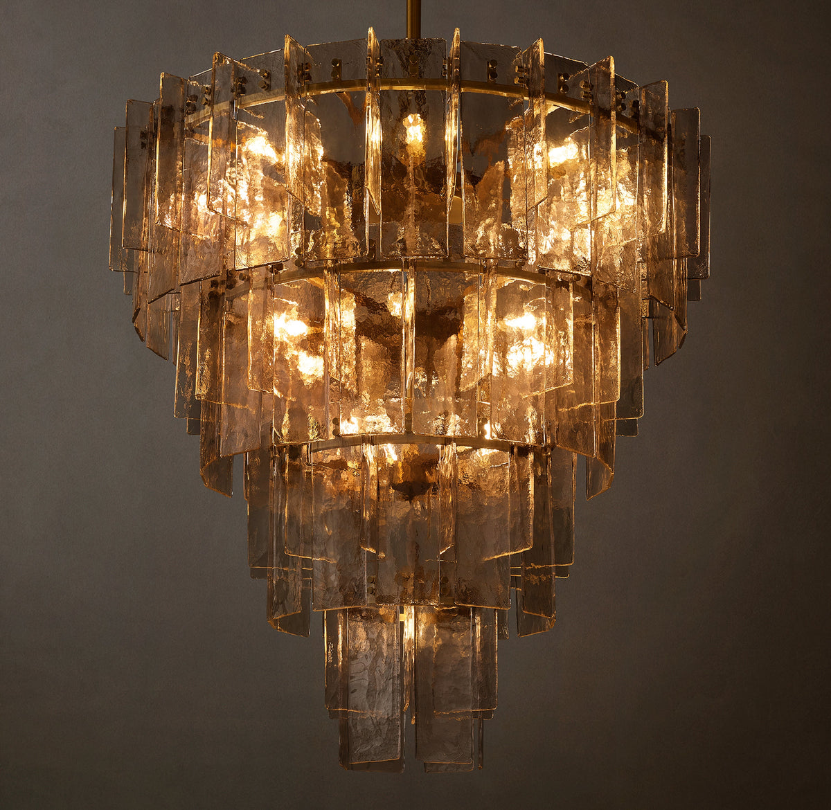 Signature Lattice Smoke Glass Tiered Round Chandelier – 47" — view 2
