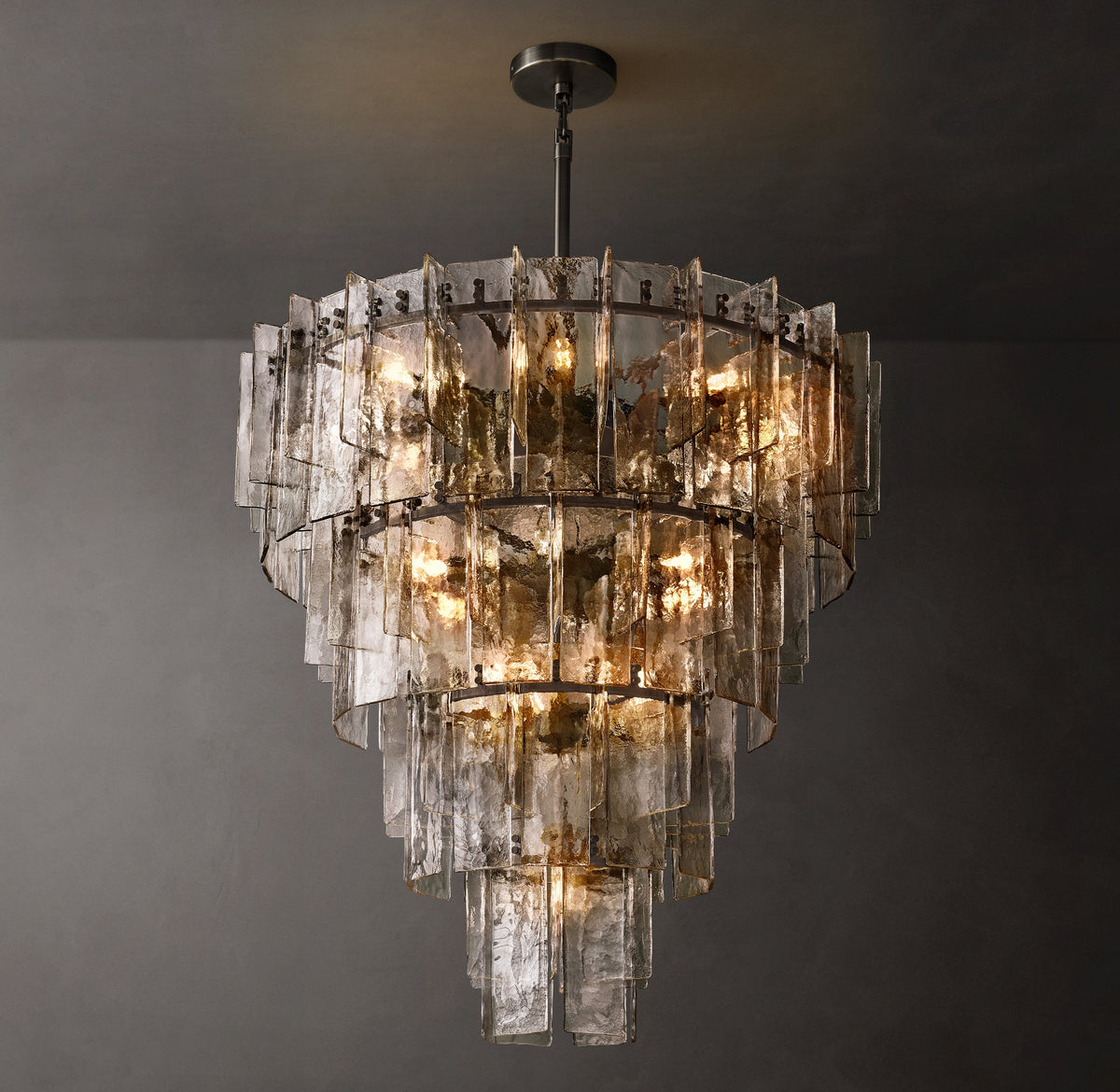 Signature Lattice Smoke Glass Tiered Chandelier — view 1