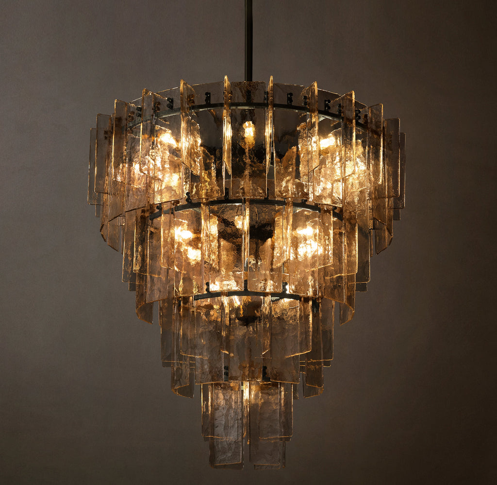 Signature Lattice Smoke Glass Tiered Chandelier — view 4