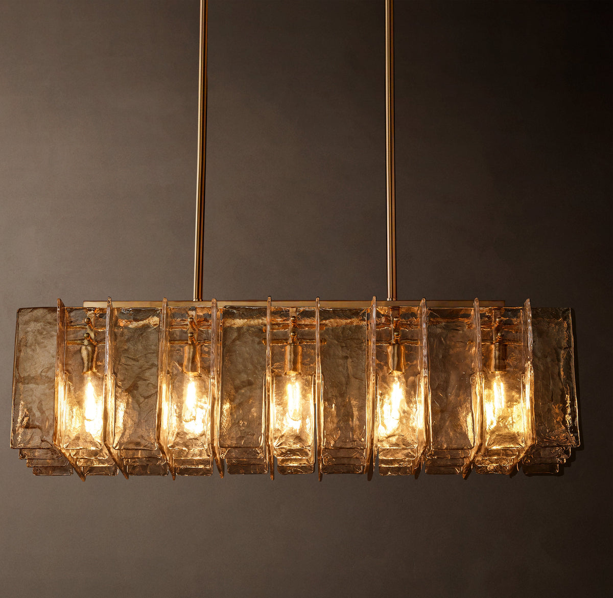 Signature Lattice Smoke Glass Rectangular Chandelier – 49" — view 1
