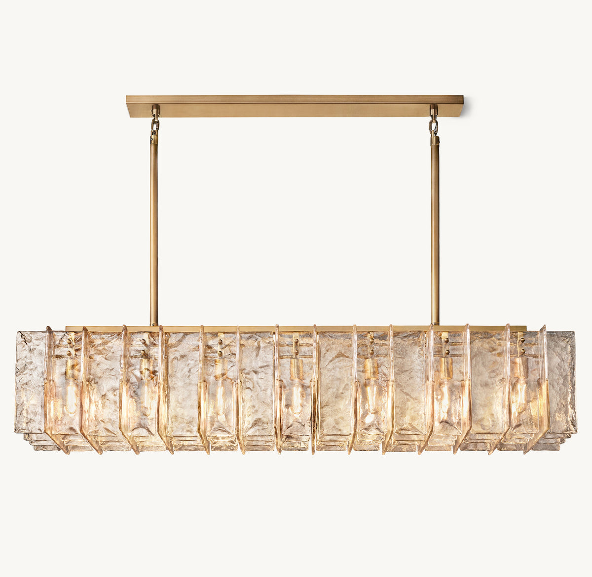 Signature Lattice Smoke Glass Rectangular Chandelier – 67" — view 1