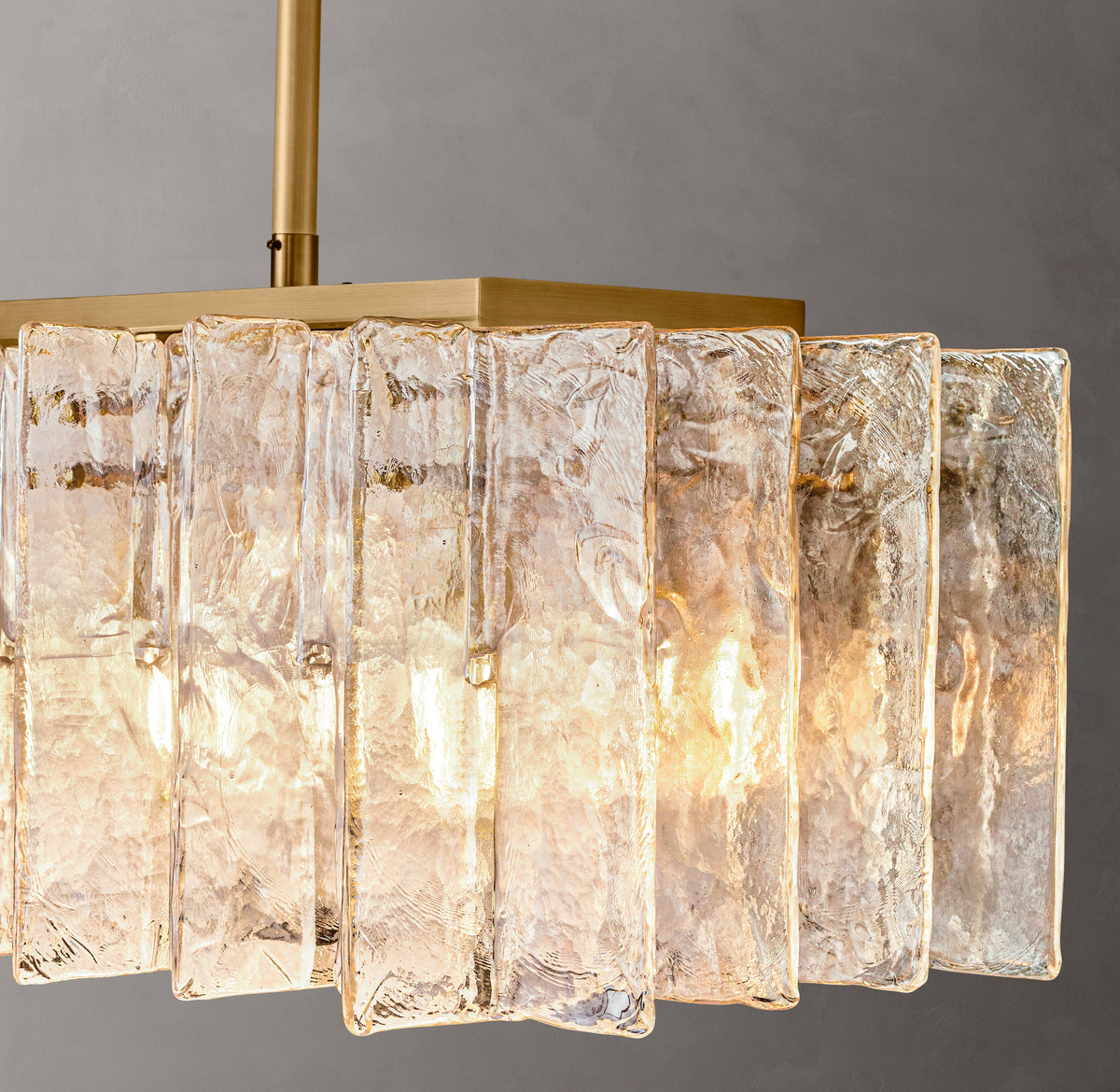 Signature Lattice Smoke Glass Rectangular Chandelier – 67" — view 3