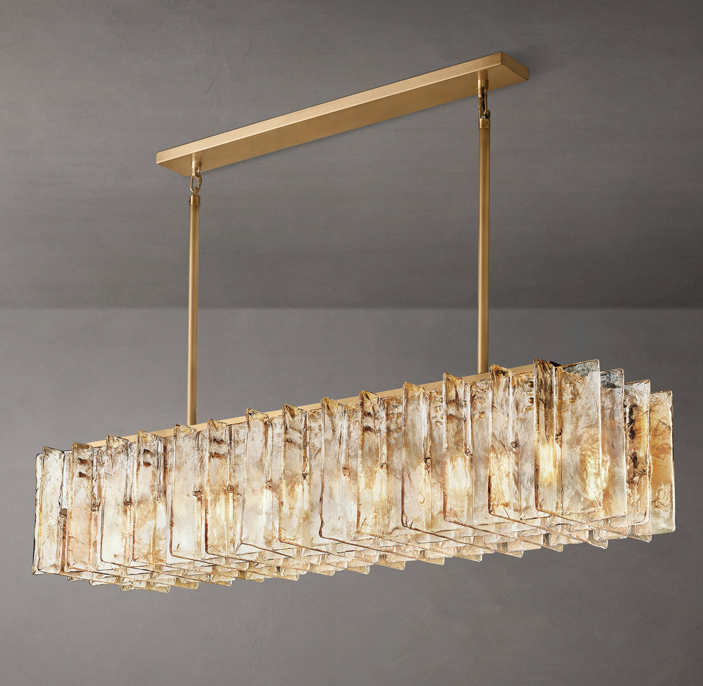 Signature Lattice Smoke Glass Rectangular Chandelier – 67" — view 4