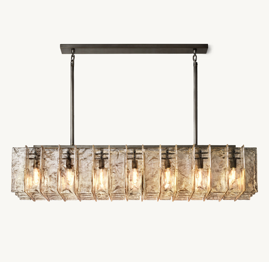 Signature Lattice Smoke Glass Rectangular Chandelier – 49" — view 1