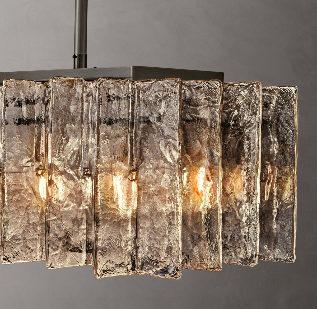 Signature Lattice Smoke Glass Rectangular Chandelier – 49" — view 3