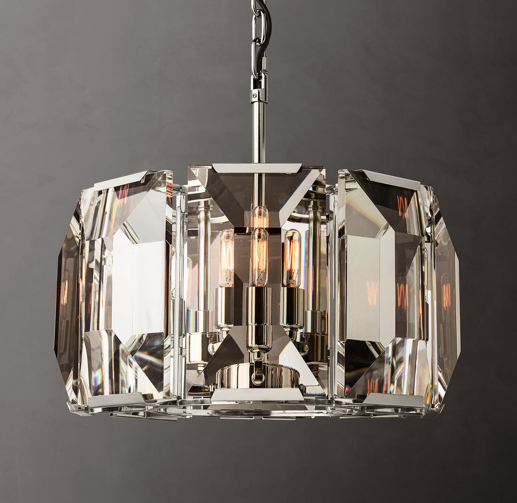 Signature Harlow Crystal Round Chandelier – 19" Polished Stainless Steel — view 1