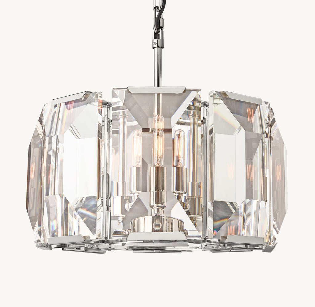 Signature Harlow Crystal Round Chandelier – 19" Polished Stainless Steel — view 2