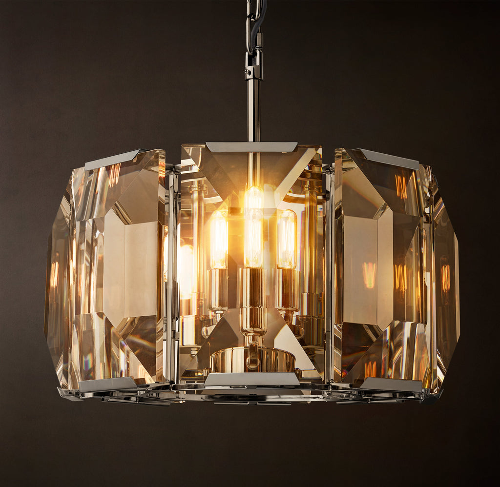 Signature Harlow Crystal Round Chandelier – 19" Polished Stainless Steel — view 3