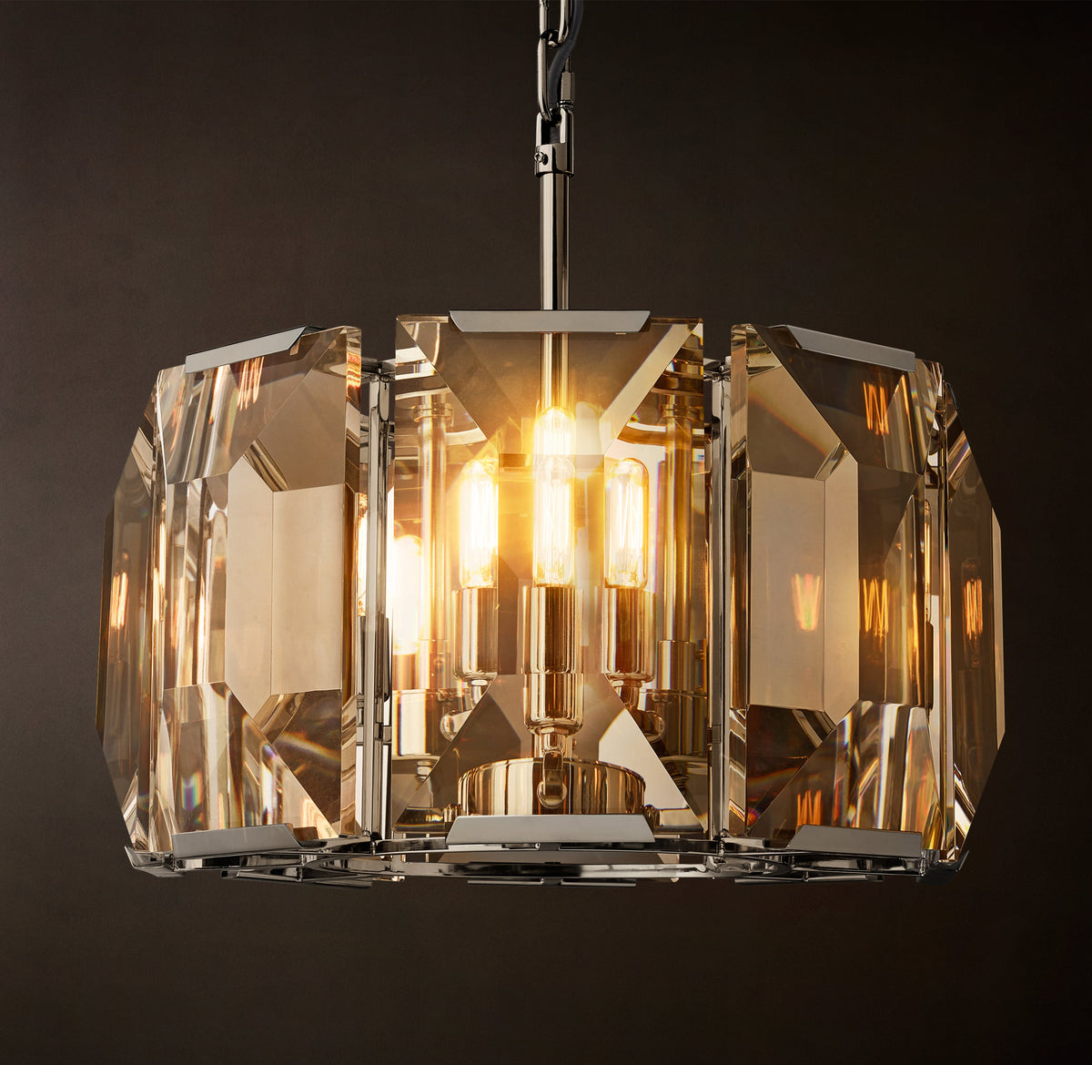 Signature Harlow Crystal Round Chandelier – 19" Polished Stainless Steel — view 3