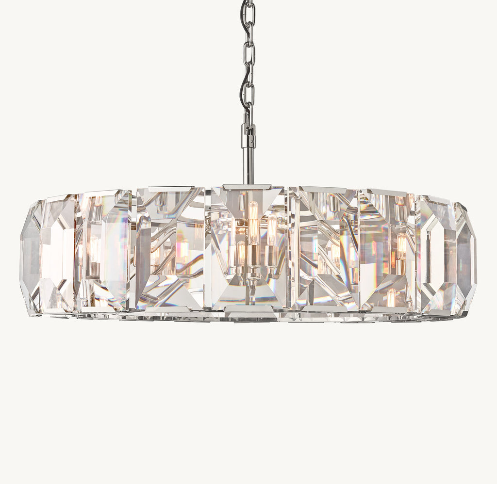 Signature Harlow Crystal Round Chandelier – 43" Polished Stainless Steel — view 2