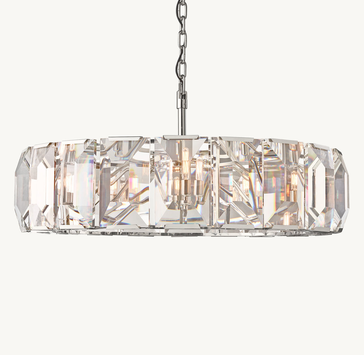 Signature Harlow Crystal Round Chandelier – 43" Polished Stainless Steel — view 2