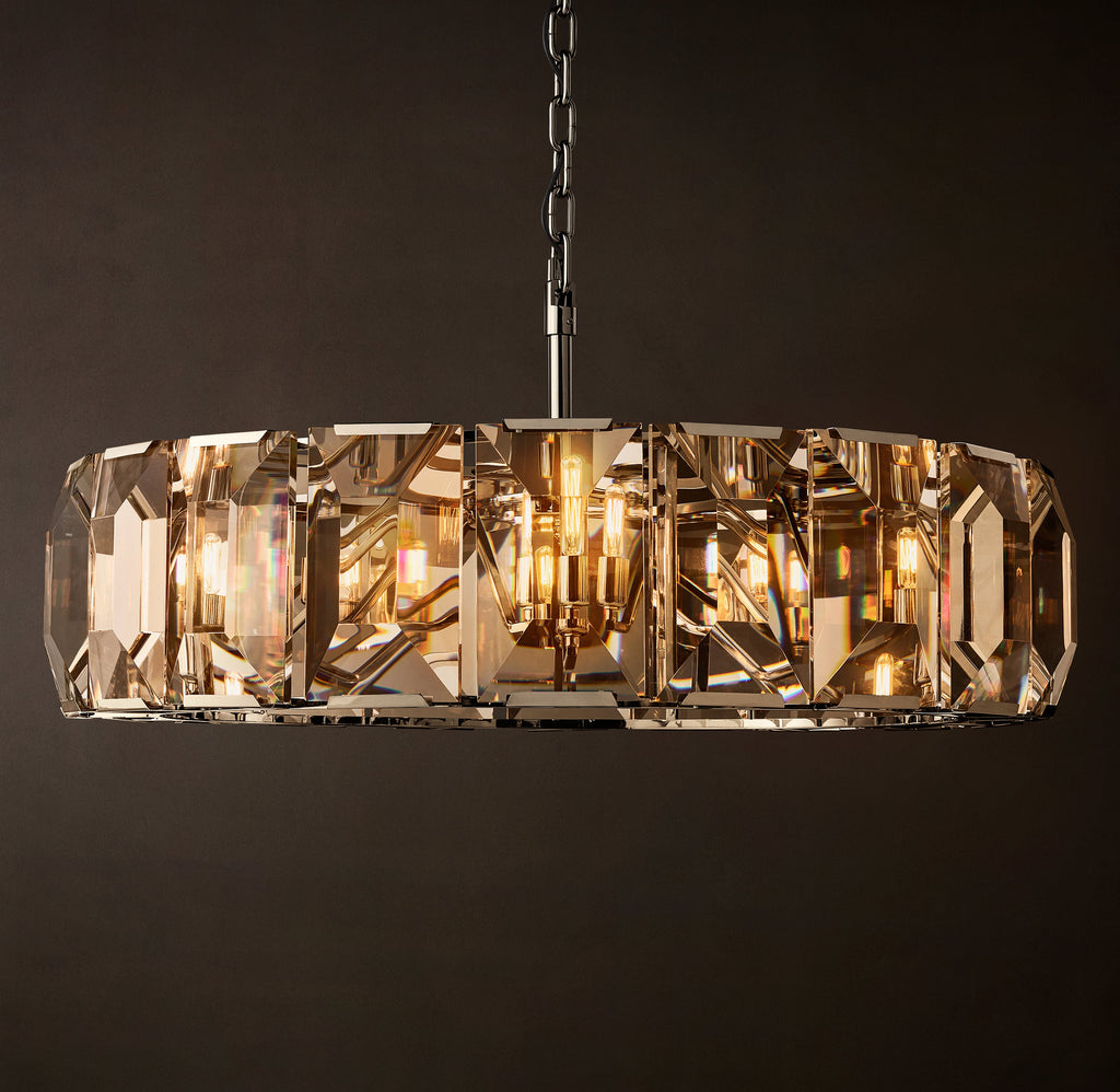 Signature Harlow Crystal Round Chandelier – 43" Polished Stainless Steel — view 3