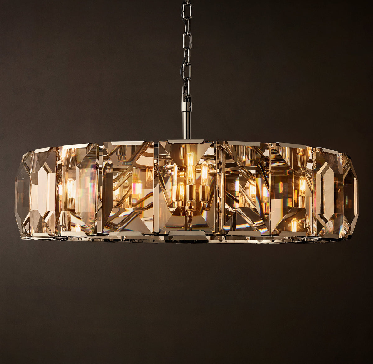 Signature Harlow Crystal Round Chandelier – 43" Polished Stainless Steel — view 3