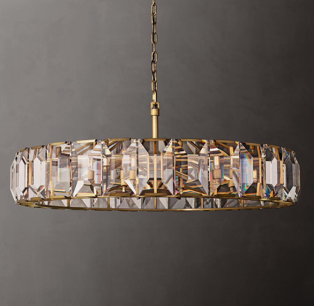 Signature Harlow Crystal Round Chandelier – 60" Lacquered Burnished Brass — view 1