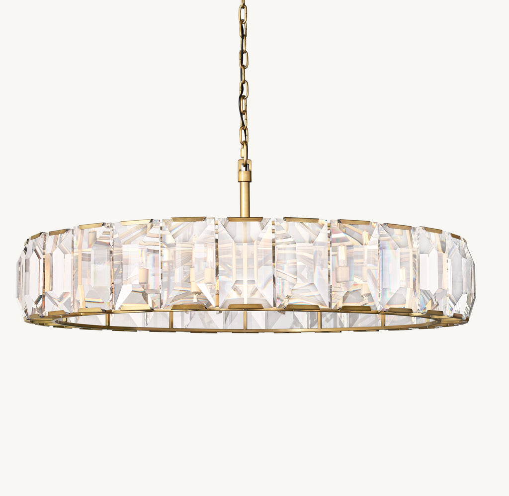 Signature Harlow Crystal Round Chandelier – 60" Lacquered Burnished Brass — view 2