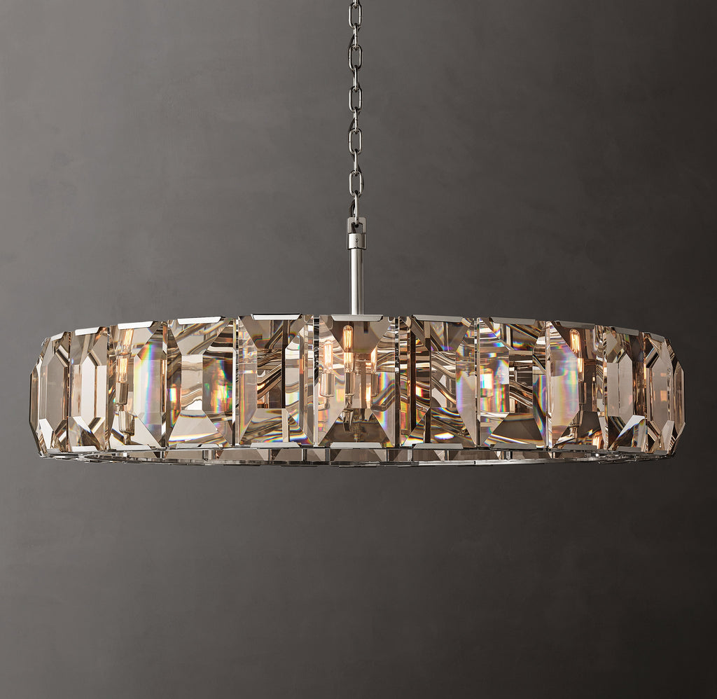 Signature Harlow Crystal Round Chandelier – 60" Polished Stainless Steel — view 1