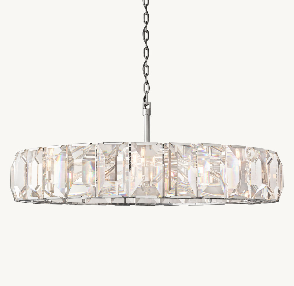 Signature Harlow Crystal Round Chandelier – 60" Polished Stainless Steel — view 2