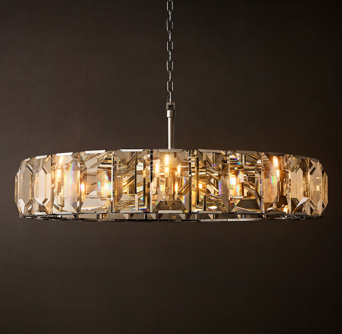 Signature Harlow Crystal Round Chandelier – 60" Polished Stainless Steel — view 3