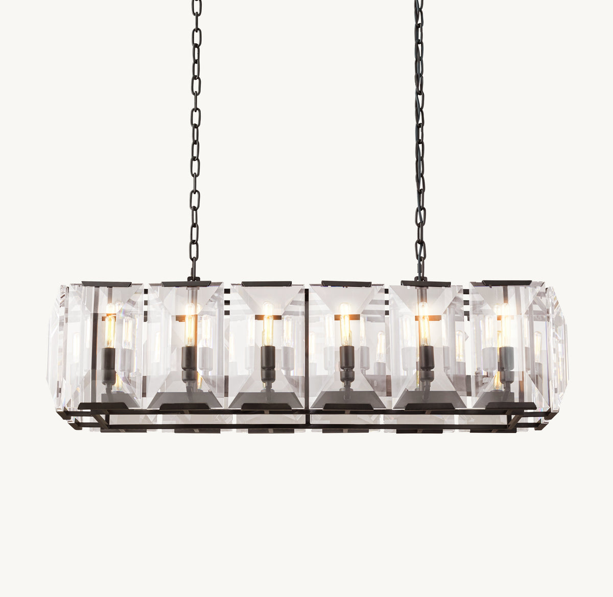 Signature Harlow Crystal Rectangular Chandelier – 42" Iron — view 2