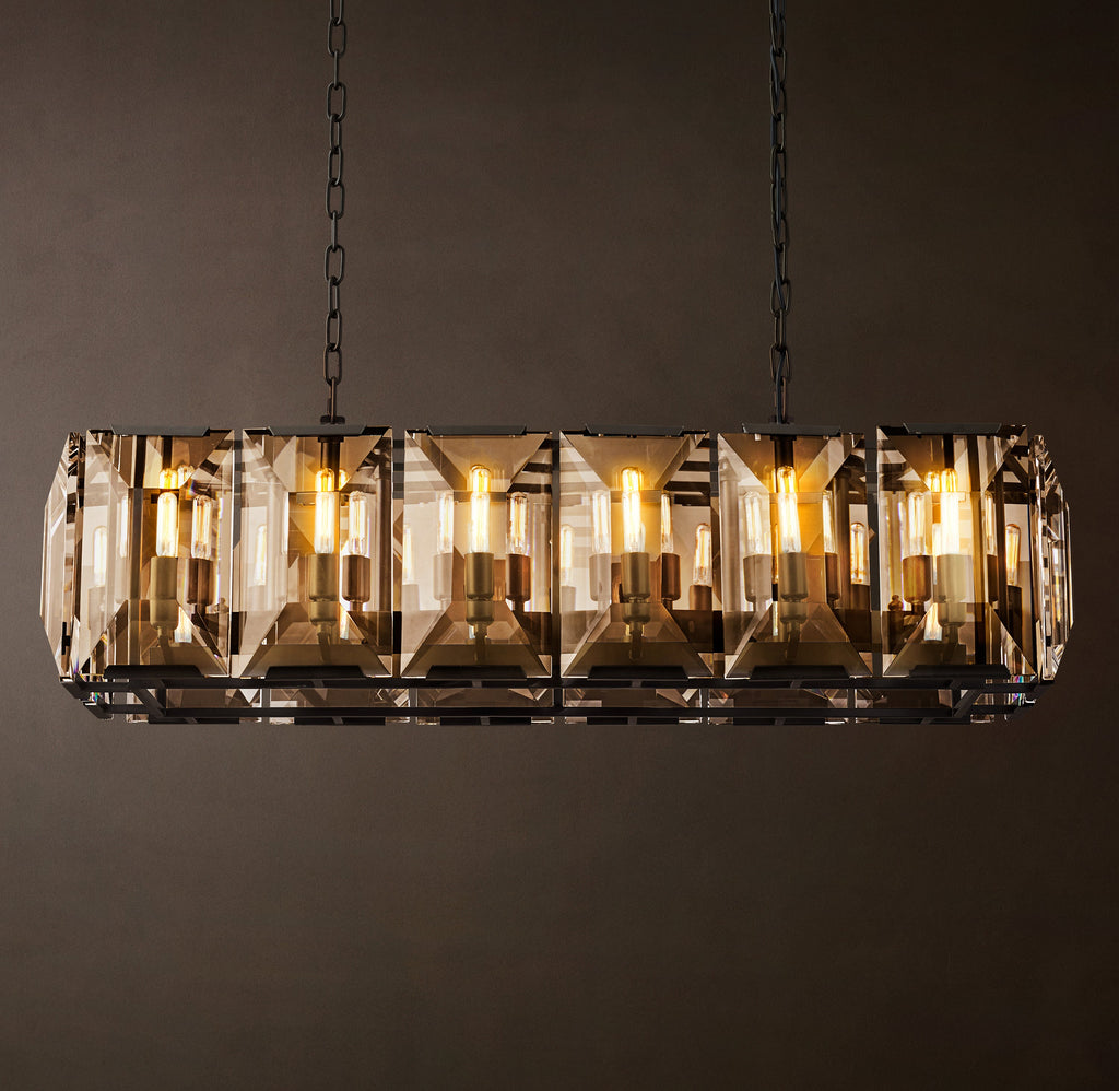 Signature Harlow Crystal Rectangular Chandelier – 42" Iron — view 4