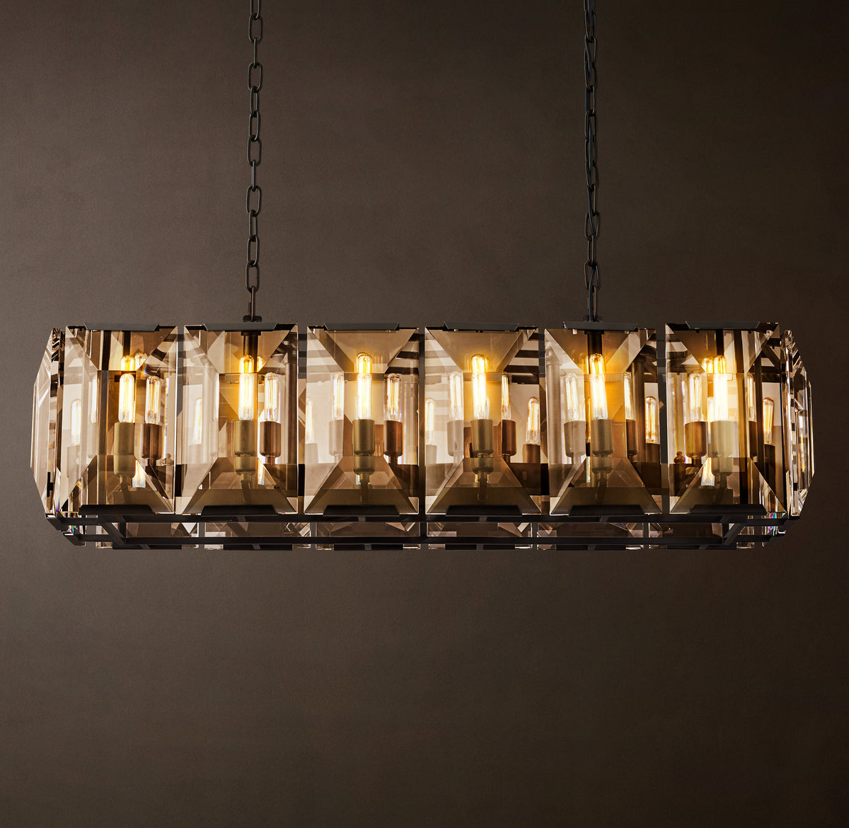 Signature Harlow Crystal Rectangular Chandelier – 42" Iron — view 4