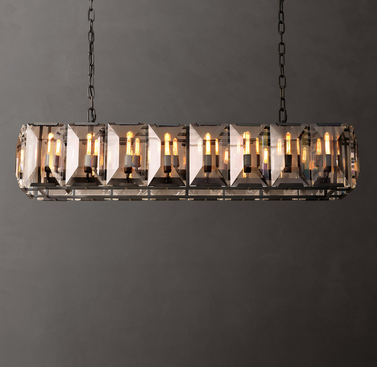Signature Harlow Crystal Rectangular Chandelier – 54" Iron — view 1