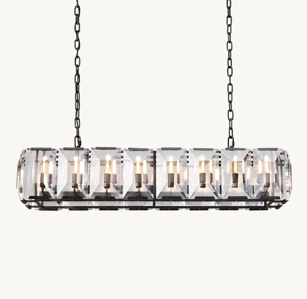 Signature Harlow Crystal Rectangular Chandelier – 54" Iron — view 2