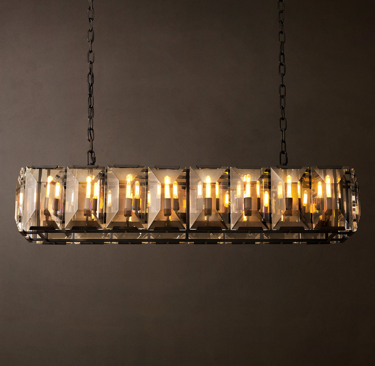Signature Harlow Crystal Rectangular Chandelier – 54" Iron — view 3
