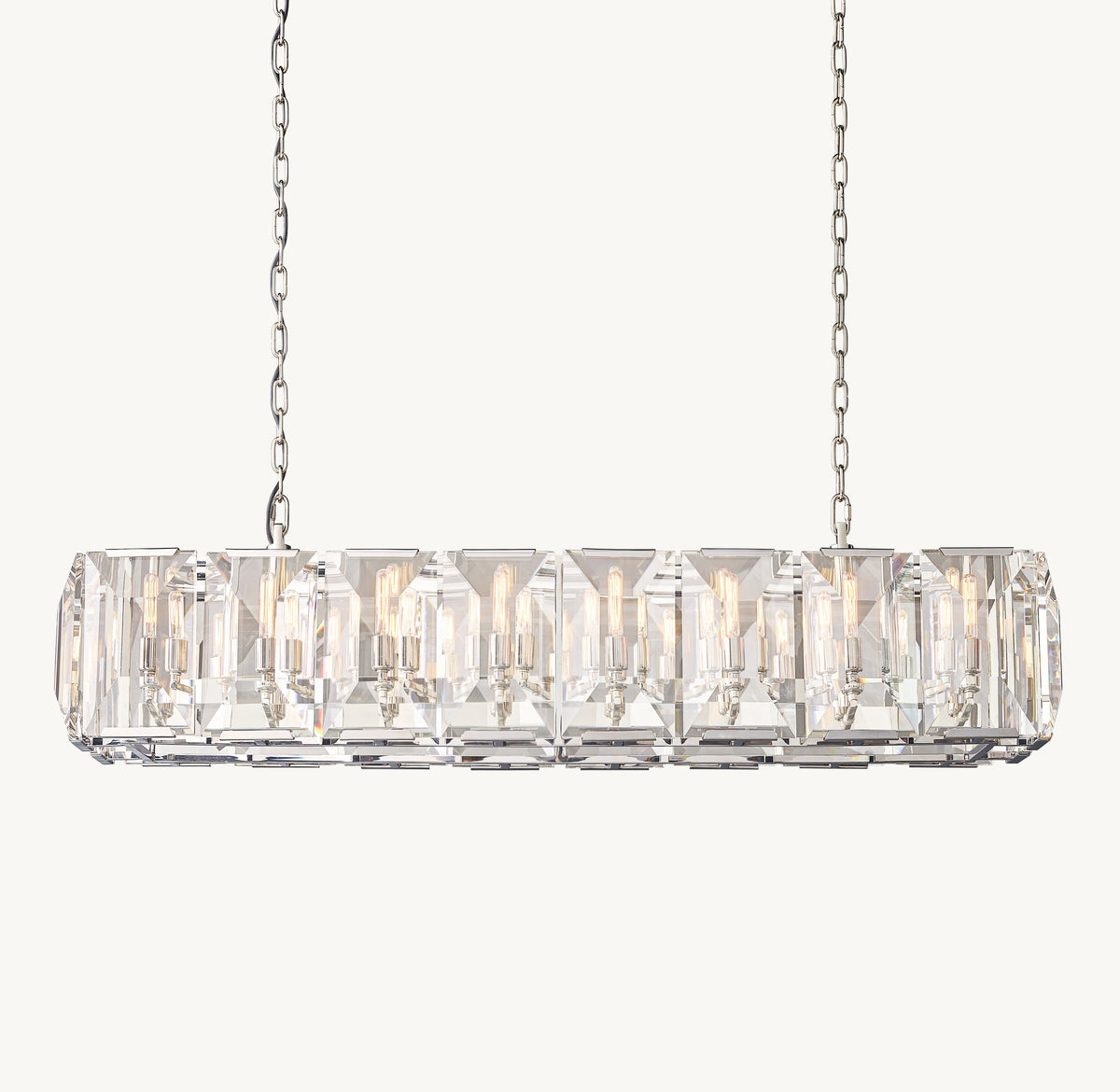 Signature Harlow Crystal Rectangular Chandelier – 54" Polished Stainless Steel — view 2