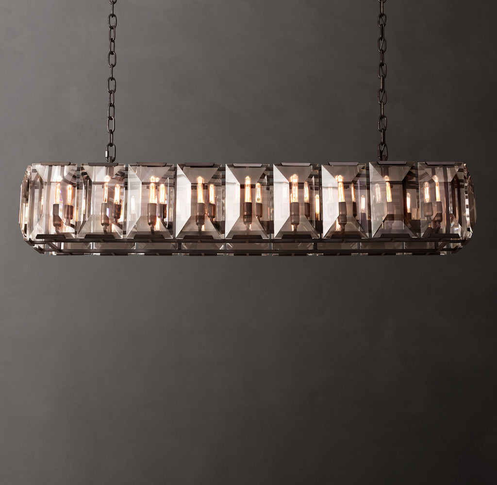Signature Harlow Crystal Rectangular Chandelier – 62" Iron — view 1