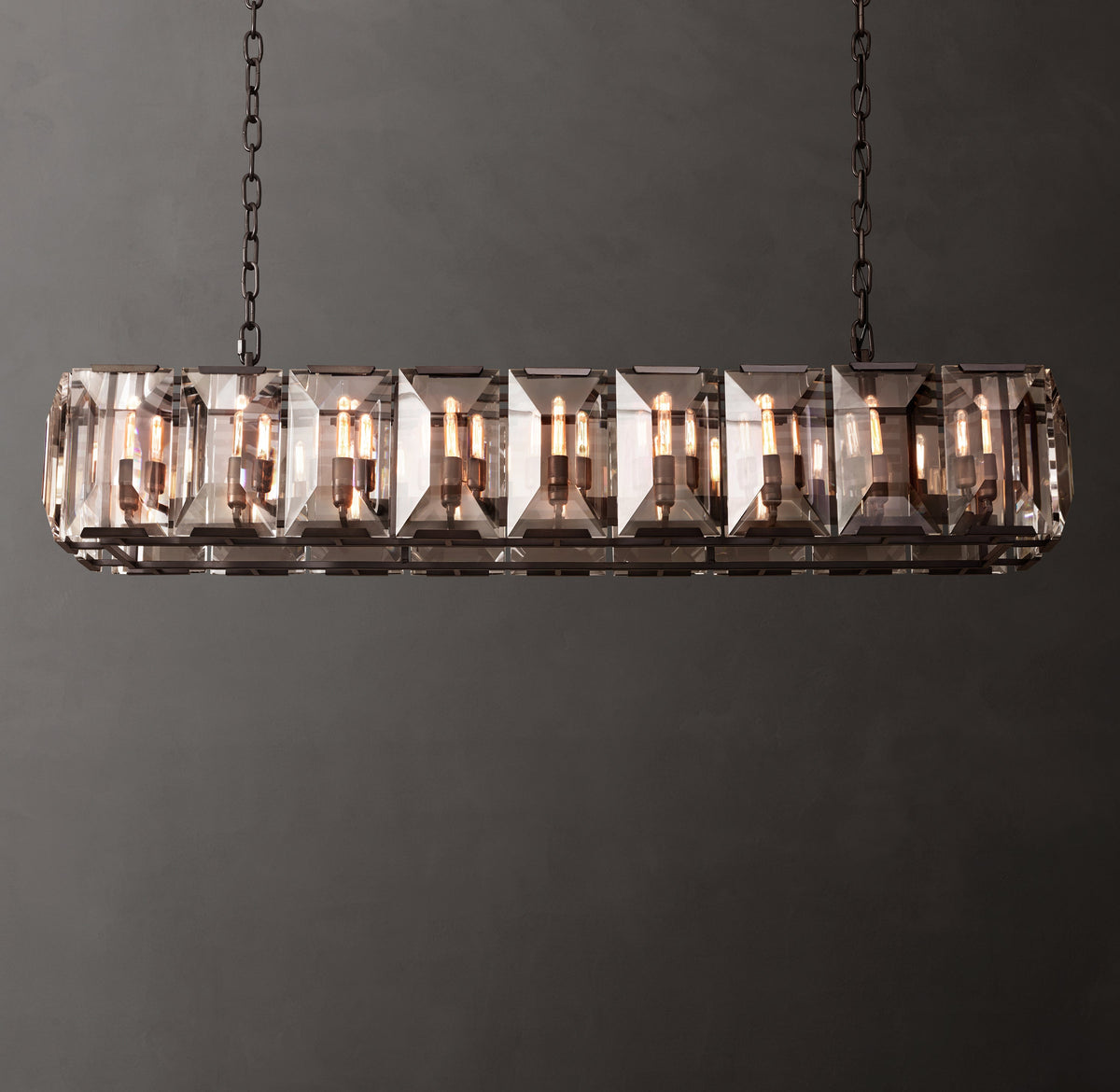 Signature Harlow Crystal Rectangular Chandelier – 62" Iron — view 1
