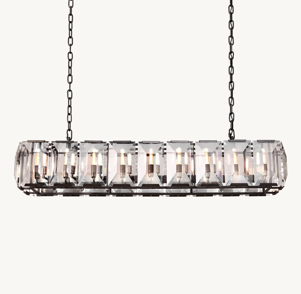 Signature Harlow Crystal Rectangular Chandelier – 62" Iron — view 2