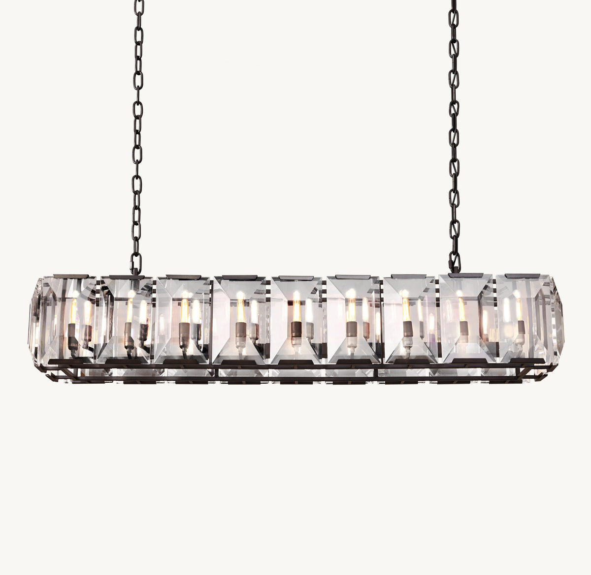 Signature Harlow Crystal Rectangular Chandelier – 62" Iron — view 2