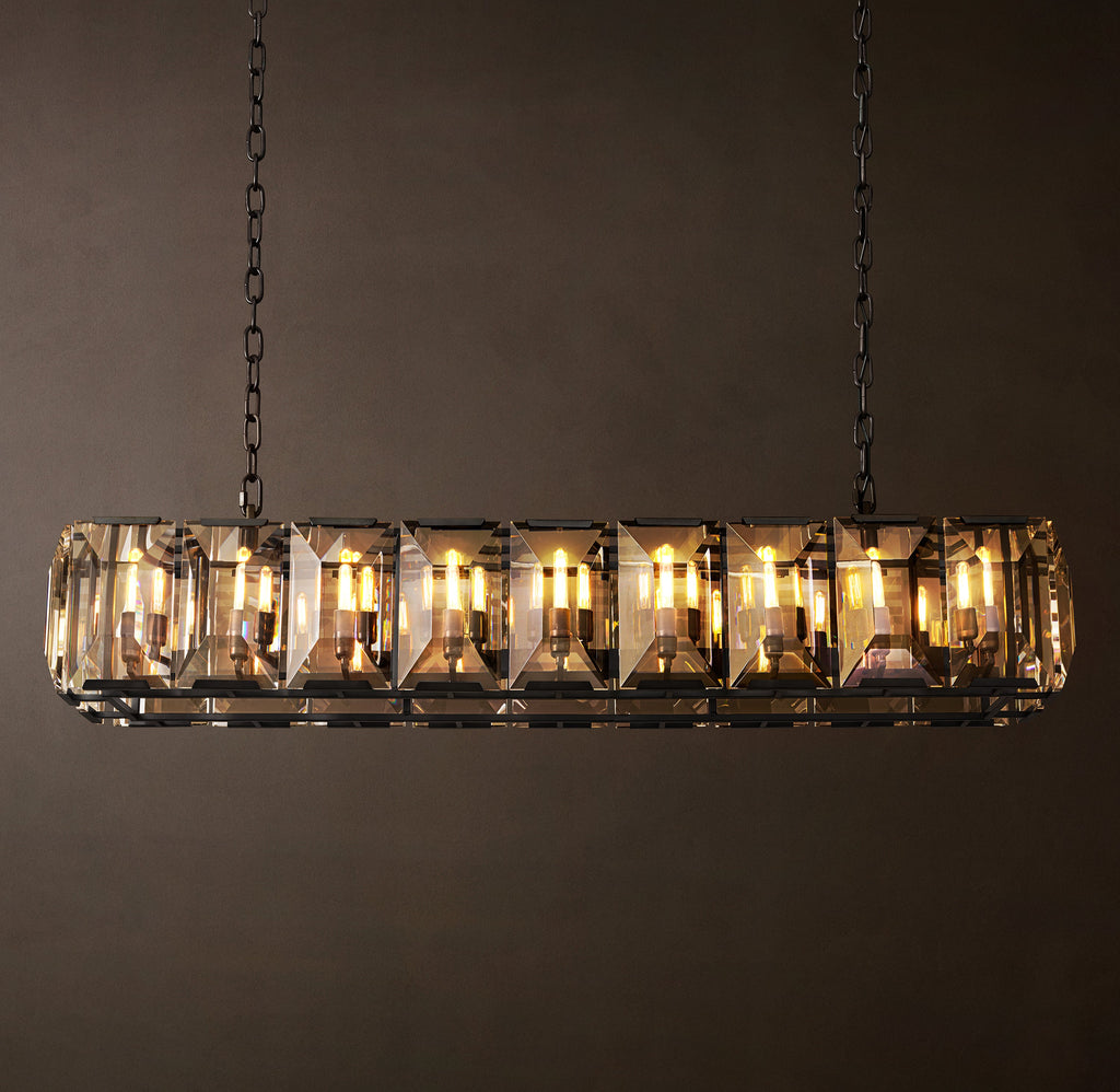 Signature Harlow Crystal Rectangular Chandelier – 62" Iron — view 4