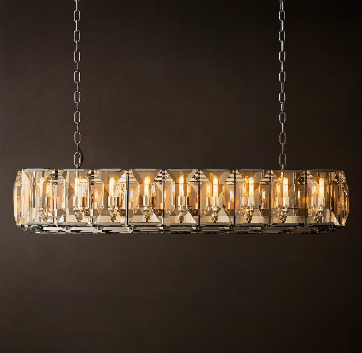 Signature Harlow Crystal Rectangular Chandelier – 62" Polished Stainless Steel — view 3