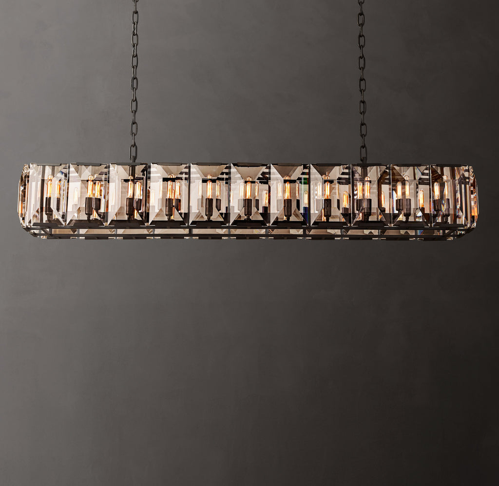 Signature Harlow Crystal Rectangular Chandelier – 74" Iron — view 1