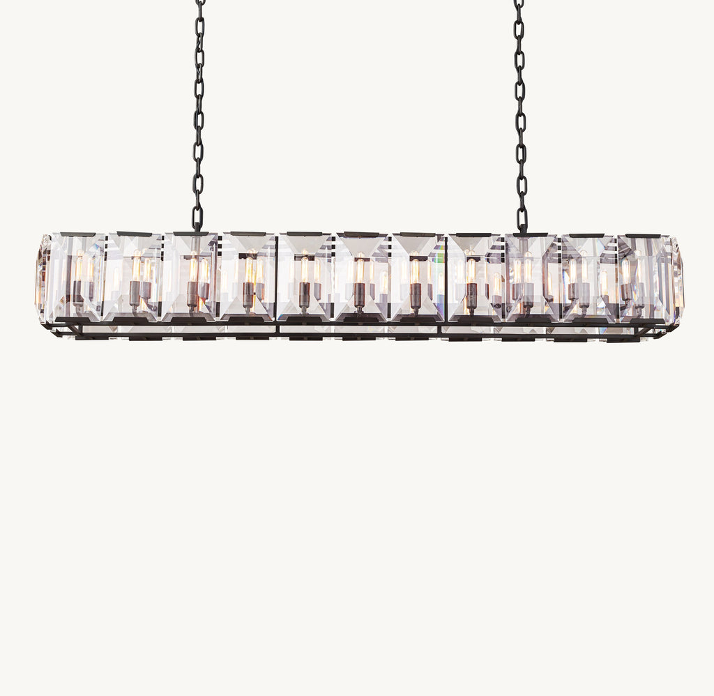 Signature Harlow Crystal Rectangular Chandelier – 74" Iron — view 2