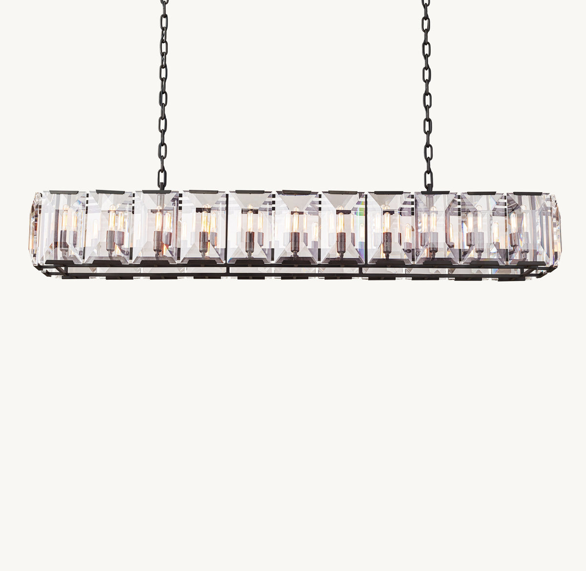 Signature Harlow Crystal Rectangular Chandelier – 74" Iron — view 2