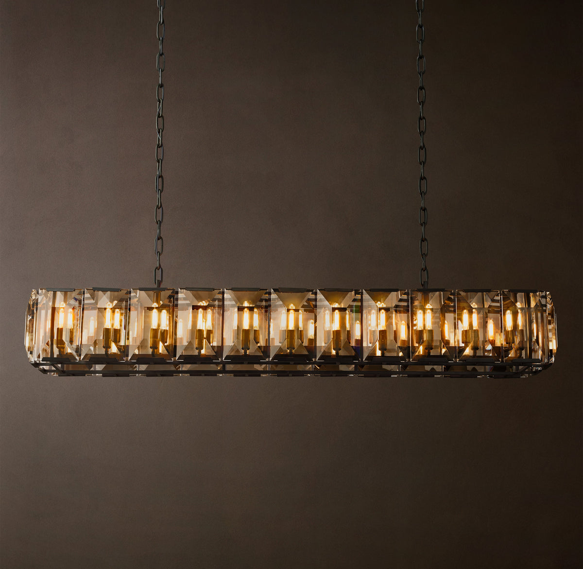 Signature Harlow Crystal Rectangular Chandelier – 74" Iron — view 3