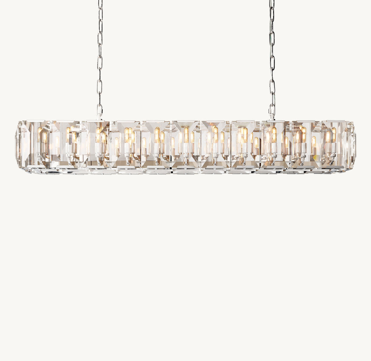 Signature Harlow Crystal Rectangular Chandelier – 74" Polished Stainless Steel — view 2