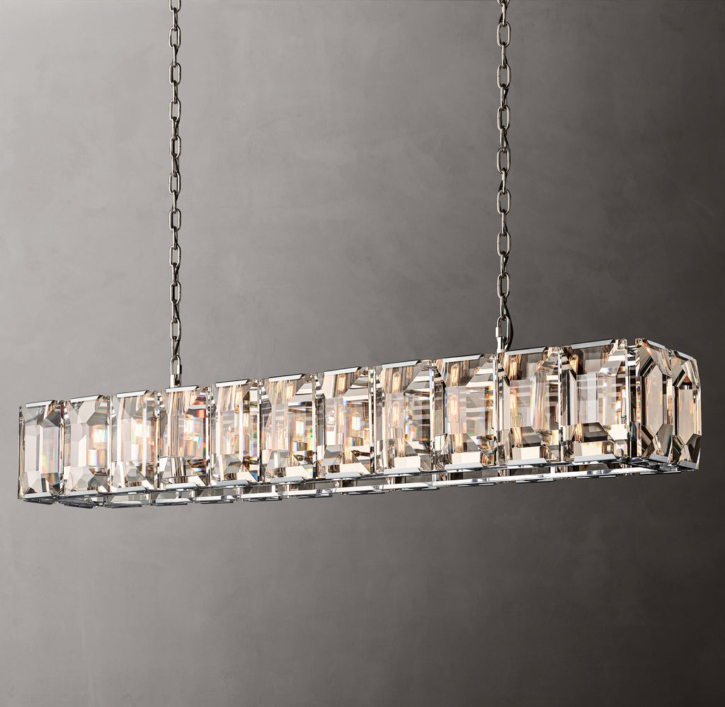 Signature Harlow Crystal Rectangular Chandelier – 74" Polished Stainless Steel — view 4