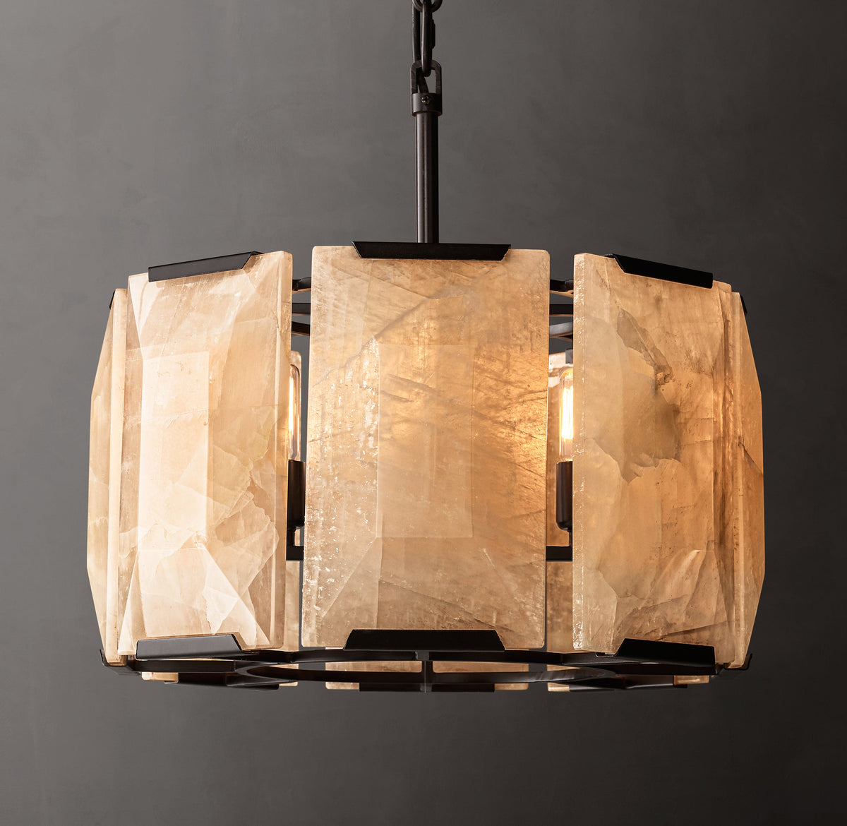 Signature Harlow Calcite Round Chandelier – 19" Iron — view 1