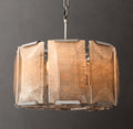 Signature Harlow Calcite Round Chandelier – 19" Polished Stainless Steel — view 1