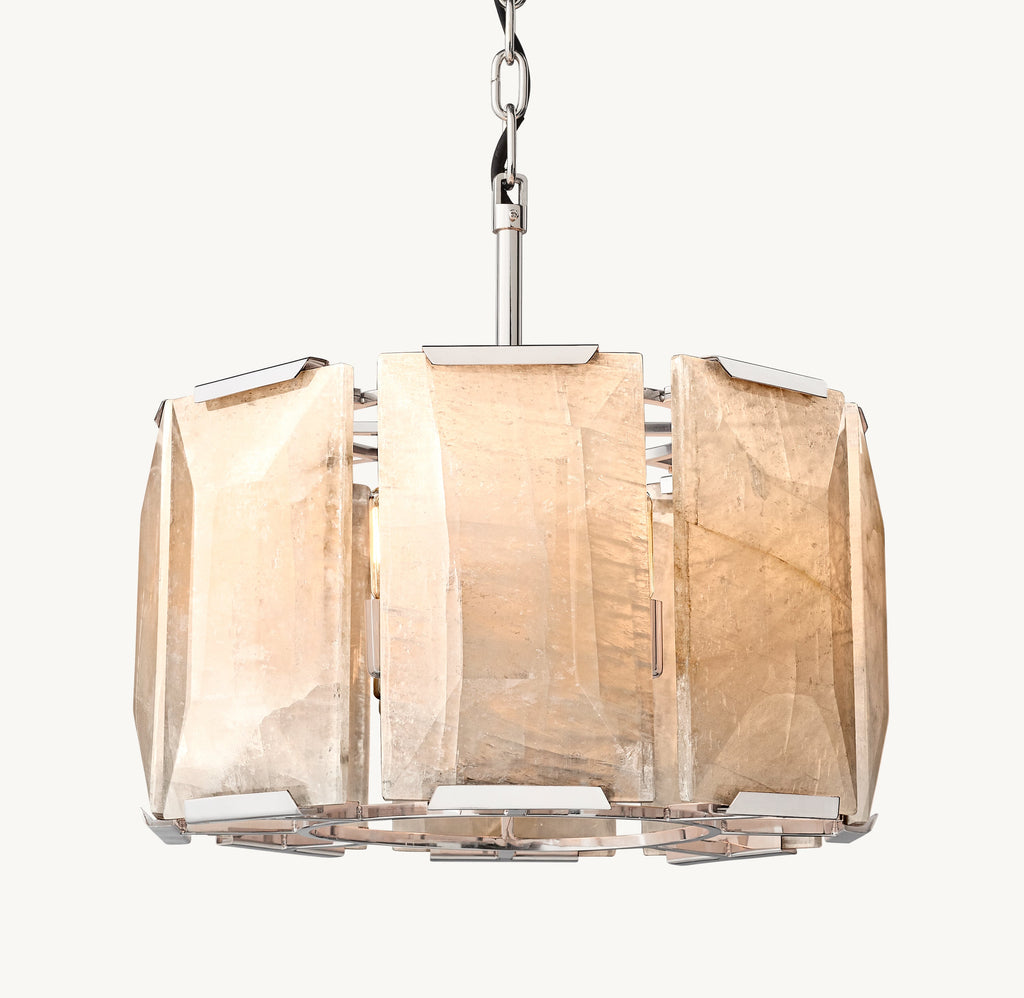 Signature Harlow Calcite Round Chandelier – 19" Polished Stainless Steel — view 2