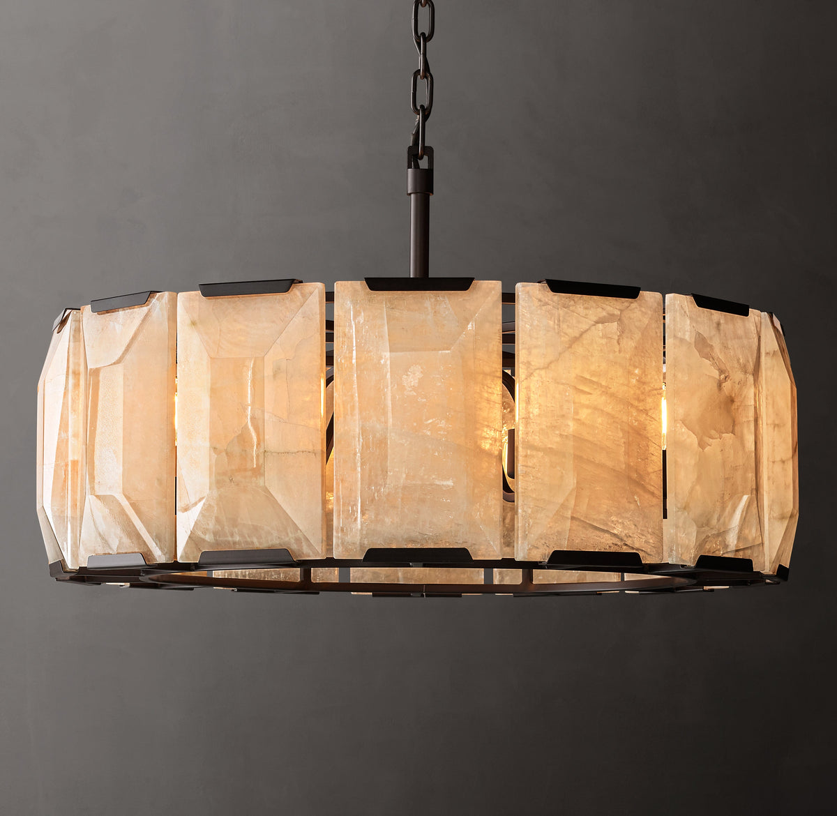 Signature Harlow Calcite Round Chandelier – 31" Iron — view 1
